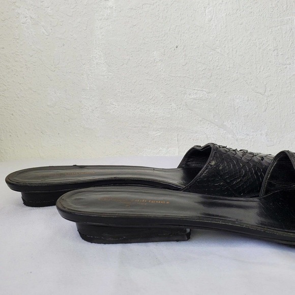 NARCISO RODRIGUEZ Mules Womens Size 7 US Snake Leather Pointy Toee Flat Shoes - Picture 4 of 12